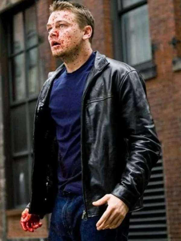 The Departed Leonardo DiCaprio Black Leather Jacket