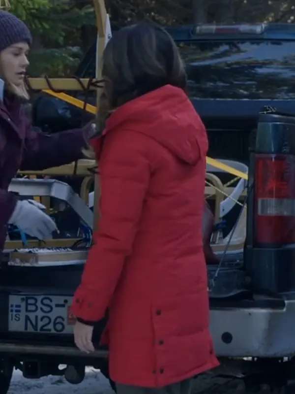Nichole Sakura The Finnish Line 2024 Red Hooded Jacket