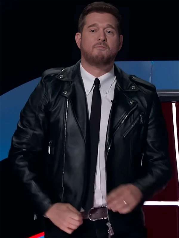 Michael Bublé The Voice S026 Black Leather Jacket