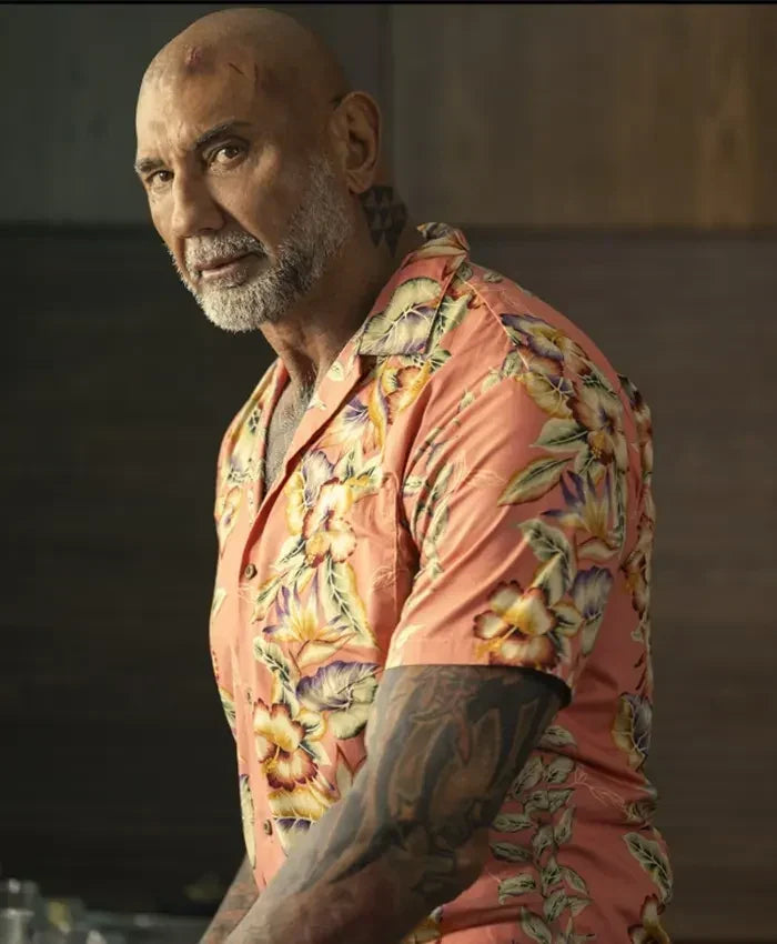 The Wrecking Crew Dave Bautista Orange Floral Shirt For Men
