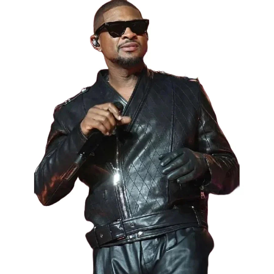 Usher 2024 Hot Black Leather Jacket