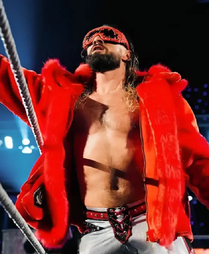 Seth Rollins WWE Monday Night Raw Red Fur acket For Men