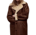 Winter Shearling Jacket Women in Fur, Brown