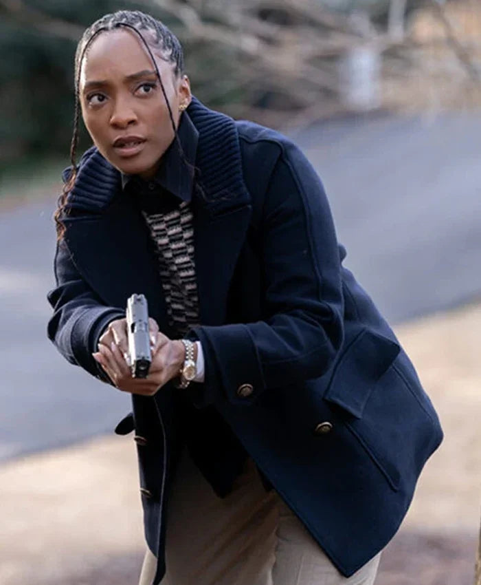 Will Trent S03 Faith Mitchell Black Wool Peacoat