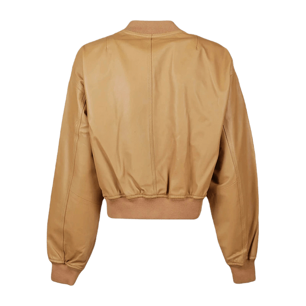 Tan Brown Sheep Leather Bomber Jacket Women