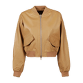 Tan Brown Sheep Leather Bomber Jacket Women