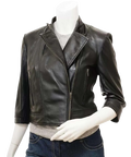 Cropped Leather Jacket, Women Biker Jacket