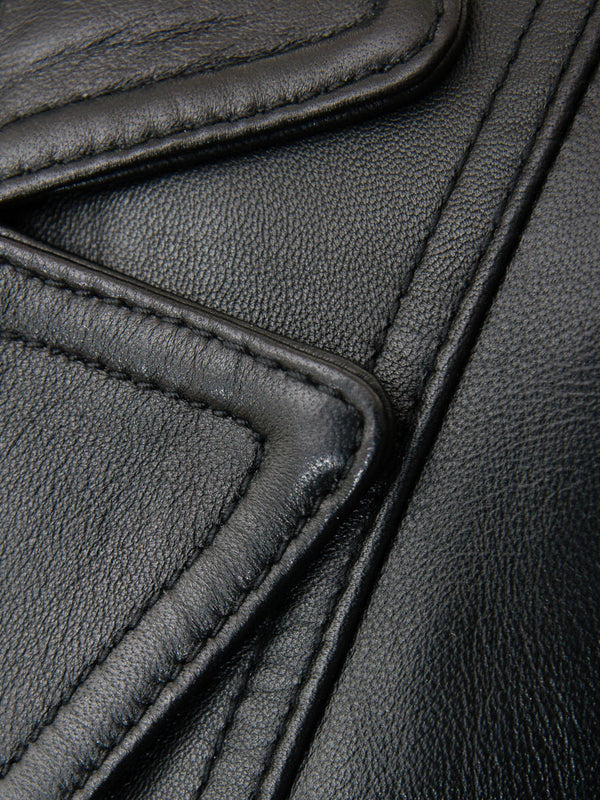 Lambskin Leather Blazer Women Black