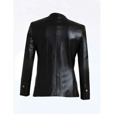 Mens Black Leather Blazer Jacket