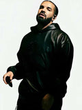 Drake Black Leather OVO Hoodie Owl