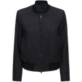 Zipper Cotton Bomber Jacket Women, Black