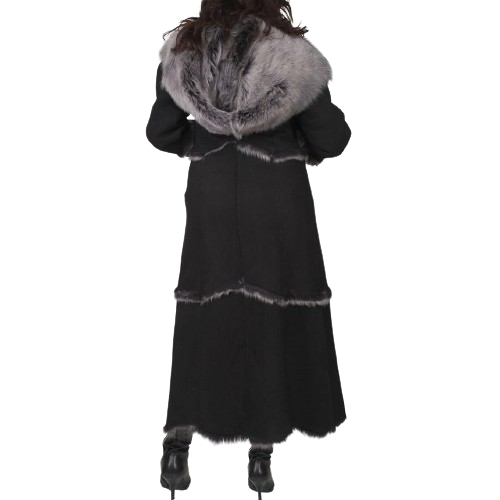 Black Shearling Leather Jacket For Womens