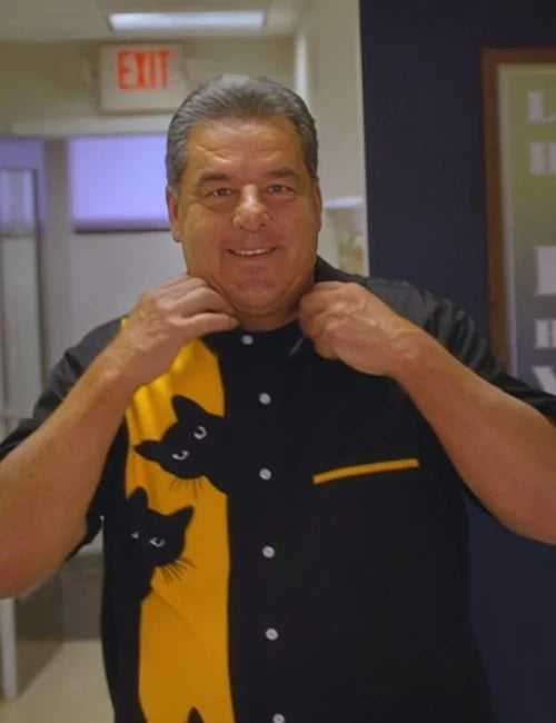 Steve Schirripa Sisterhood Inc Cat Print Shirt