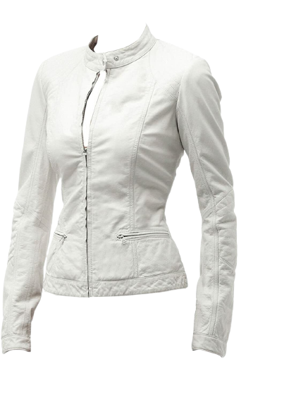 Pure Sheep Leather Biker Jacket Women, White