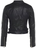 Moto Asymmetrical Biker Jacket Women, Black