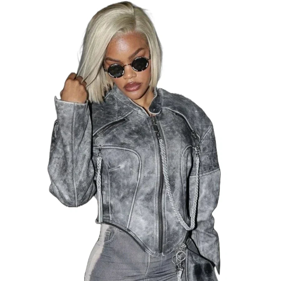 Teyana Taylor Grey Suede Jacket